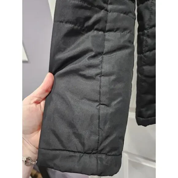 Land's End Black Puffer Jacket Fleece-lined Size XS 2 4 Women's - Picture 6 of 11
